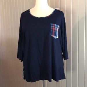 NWT LANE BRYANT MIX FABRIC POCKET TEE 22-24